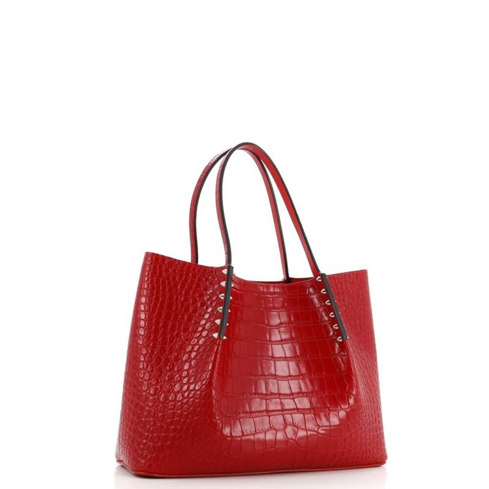 Christian Louboutin Cabarock Tote Crocodile Embossed Leather Small Red - Picture 2 of 7
